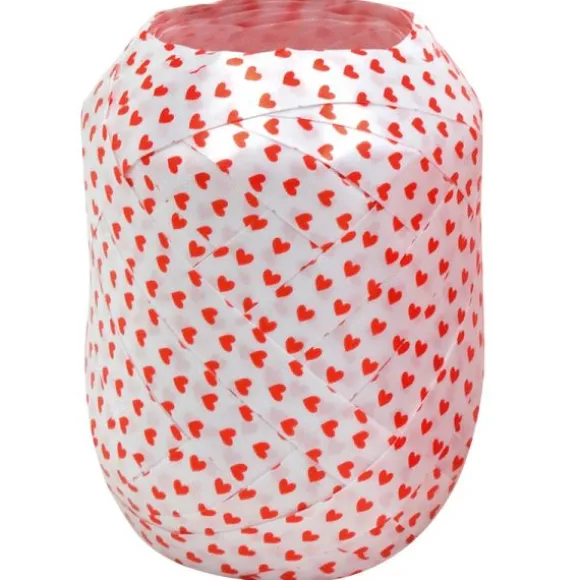 Œuf Bolduc métallisé avec cœurs rouges - 10 mm x 20 m