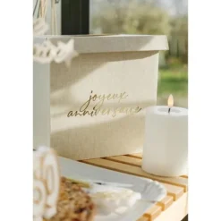 Urne "Joyeux Anniversaire" en carton - 20 x 20 cm - Collection Gold'n Age