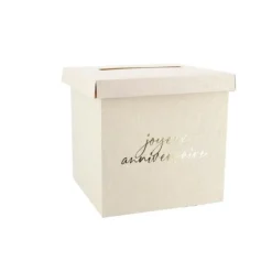Urne "Joyeux Anniversaire" en carton - 20 x 20 cm - Collection Gold'n Age