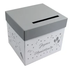 Urne "Joyeux Anniversaire " - Gris et Blanc