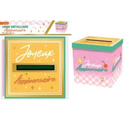 Urne "Joyeux Anniversaire" - 20 x 20 x 20 cm - Collection Retro Pop