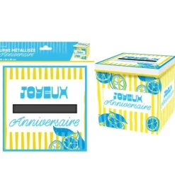 Urne "Joyeux Anniversaire" - 20 x 20 x 20 cm - Collection Lemon