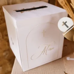 Urne Merci - Collection Communion Pureté Blanc et Or