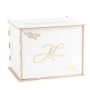 Urne "Merci" en bois - Blanc et Or - 30 x 23,5 x 23,6 cm