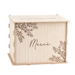 Urne "Merci" en bois - 30 x 23,5 x 23,5 cm