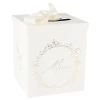 Urne "Merci" FSC® - 21 x 21 x 25 cm - Collection Baptême Crème et Or