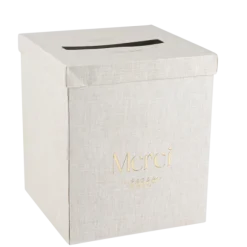 Urne "Merci" - 21 x 21 x 25 cm - Collection Communion Effet Lin et Or