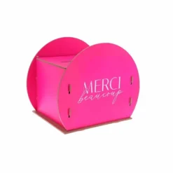 Urne ronde "Merci beaucoup" en bois - 30 x 24,5 x 21 cm