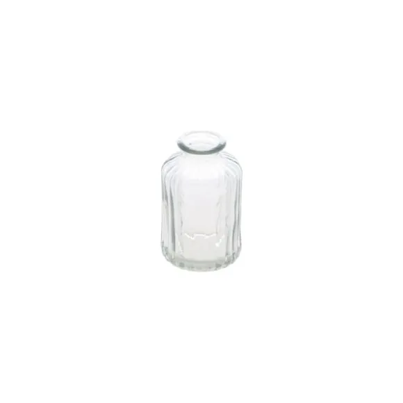 Vase en verre transparent avec rainures