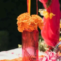 Vase en verre - Zoé - 8,5 x 20 cm - Couleur Framboise