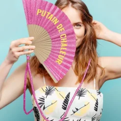 Éventail à paillettes avec cordon - Modèle Aléatoire
