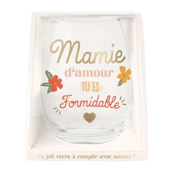 Verre à eau "Mamie d'Amour, tu es formidable" - Collection Mamie Chérie