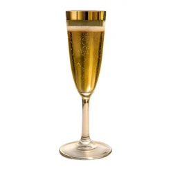 6 verres à champagne de luxe réutilisables avec bordure en plastique - Couleur au choix