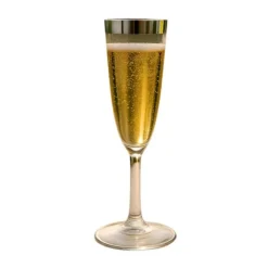 6 verres à champagne de luxe réutilisables avec bordure en plastique - Couleur au choix