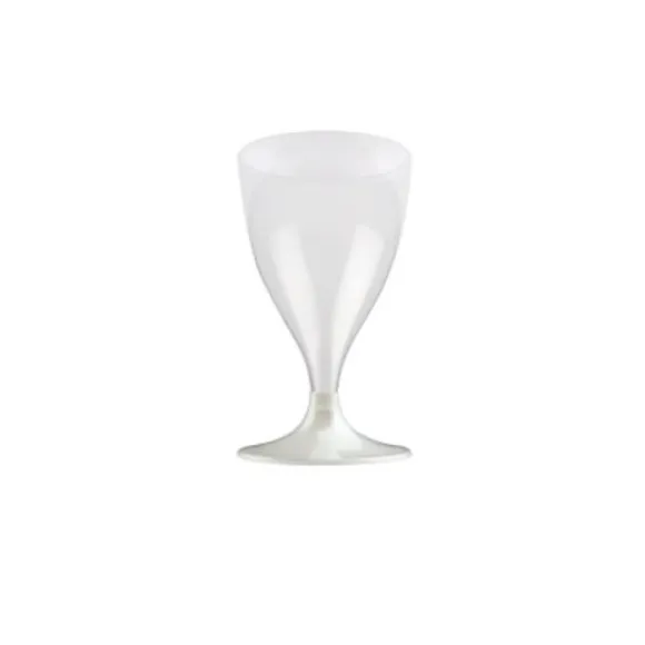 10 Verres à Eau et Vin en Plastique - Blanc Perle