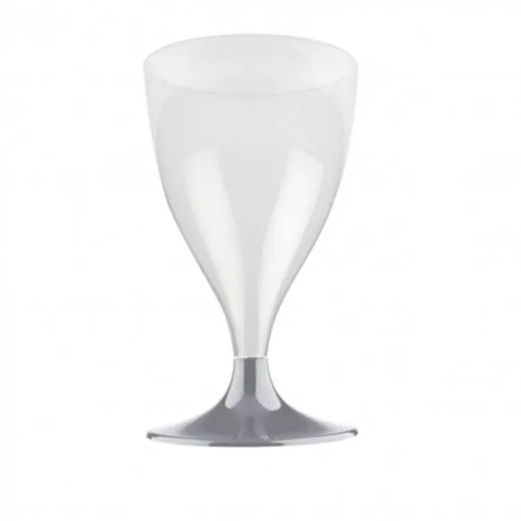 10 Verres à Eau et Vin en Plastique - Gris