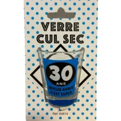 Verre shooter Cul Sec - Anniversaire Bleu - Age au Choix