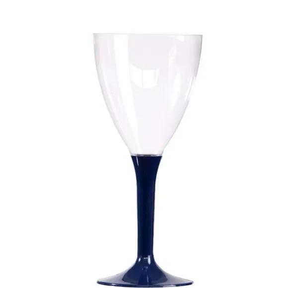 10 Verres à Vin - Plastique Bleu Marine