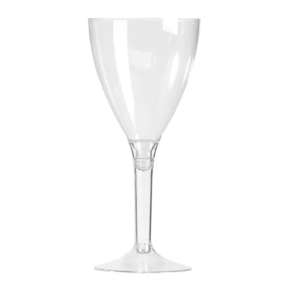 10 Verres à Vin Plastique Pied Crystal