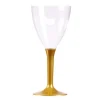 10 Verres à Vin Plastique Pied Or