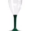 10 Verres à Vin Plastique Pied Vert Sapin