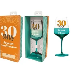Verre à vin en verre pour anniversaire - Âge au choix