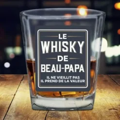 Verre à Whisky affectif - Le Whisky de Beau-Papa - Collection Famille d'Amour