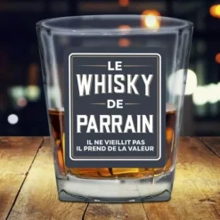 Verre à Whisky affectif - Le Whisky de Parrain - Collection Famille d'Amour