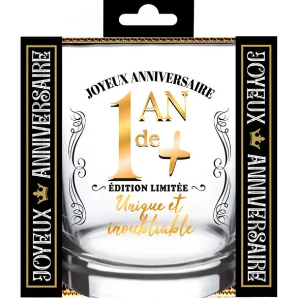 Verre à whisky en verre pour anniversaire - Âge au choix