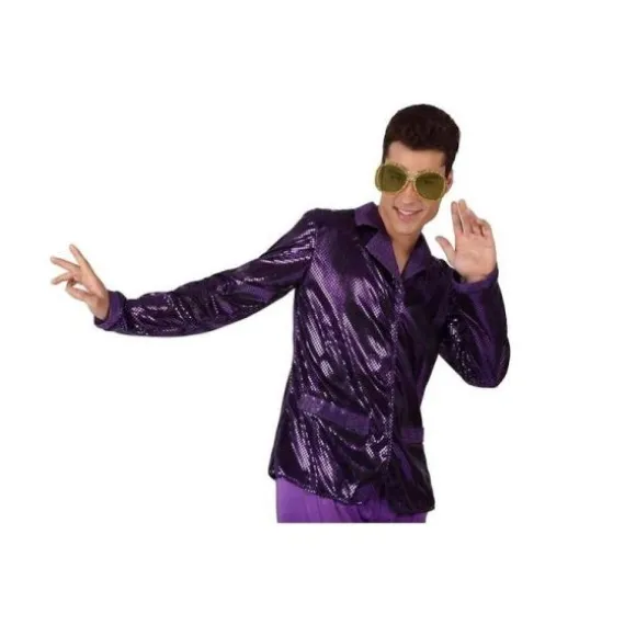 Veste Disco Brillante Homme Violette - Taille au Choix